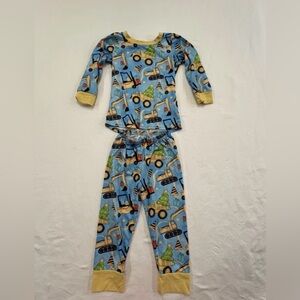 Christmas Boys 2T Heavy Equipment Pajamas Excavator Dump Truck Forklift